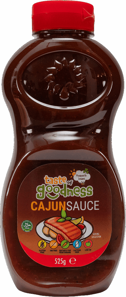 Bottle of taste of goodness cajun sauce