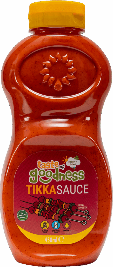 Bottle of taste of goodness tikka sauce